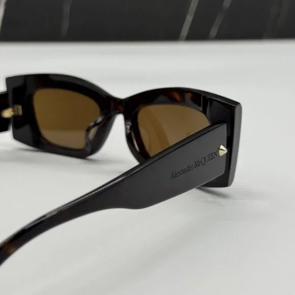 NEW AM0426S 002 ALEXANDER MCQUEEN HAVANA SQUARE UNISEX SUNGLASSES